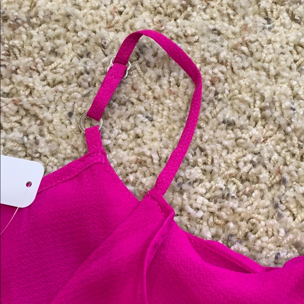 Pink Ruffle Cold Shoulder Top - Picture 4 of 5